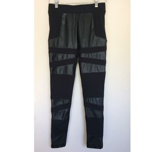bebe Faux Leather Stripe Leggings S/P
